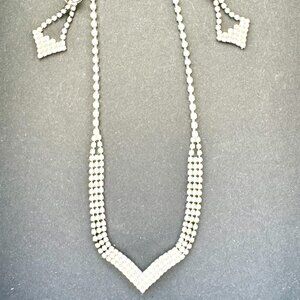 Rhinestone and silvertone Necklace and Earring set